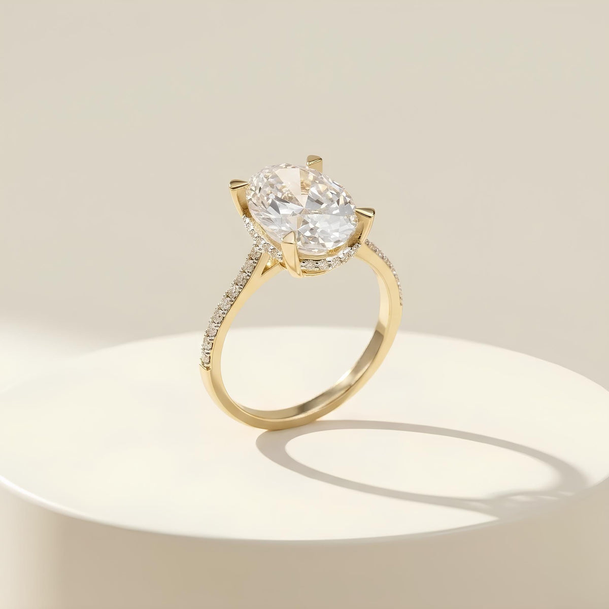 14K / 18K Solid Gold Oval Zircon Ring