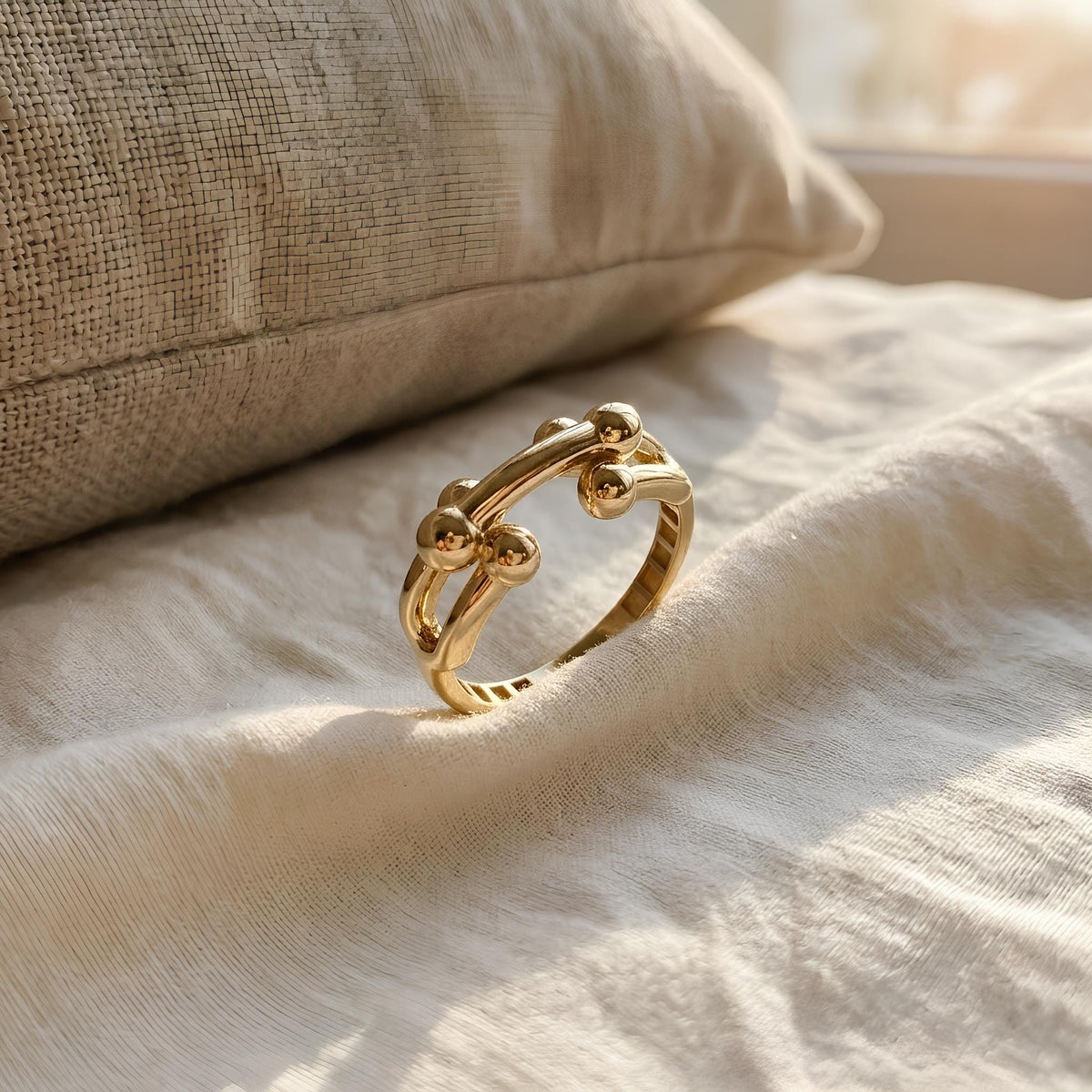 14K / 18K Solid Gold Bobble Ball Ring