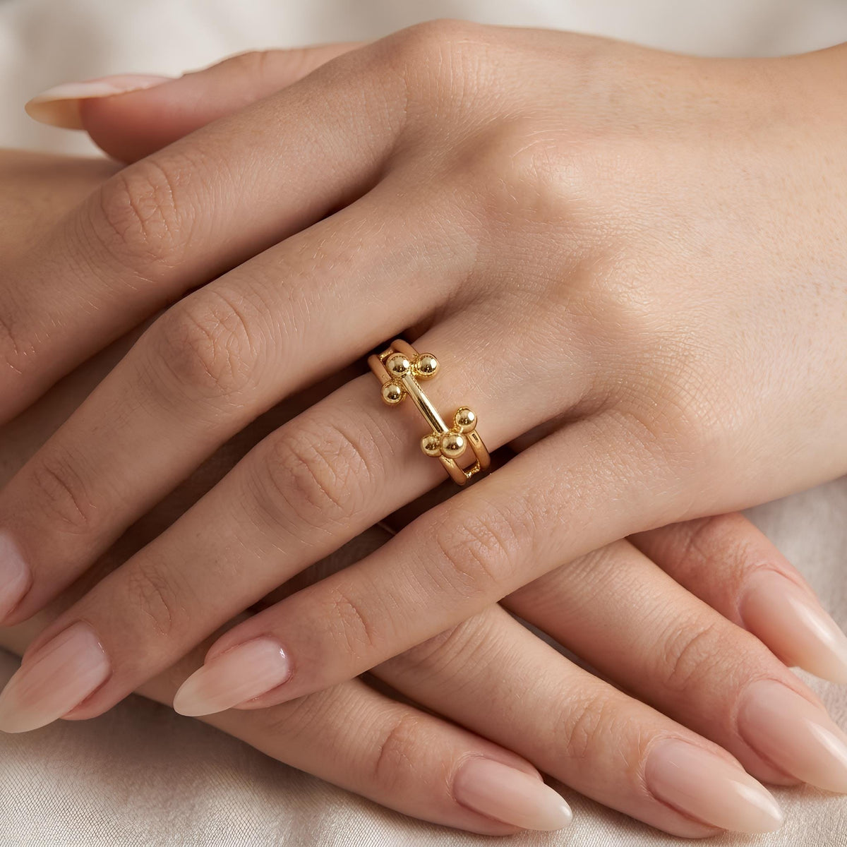 14K / 18K Solid Gold Bobble Ball Ring