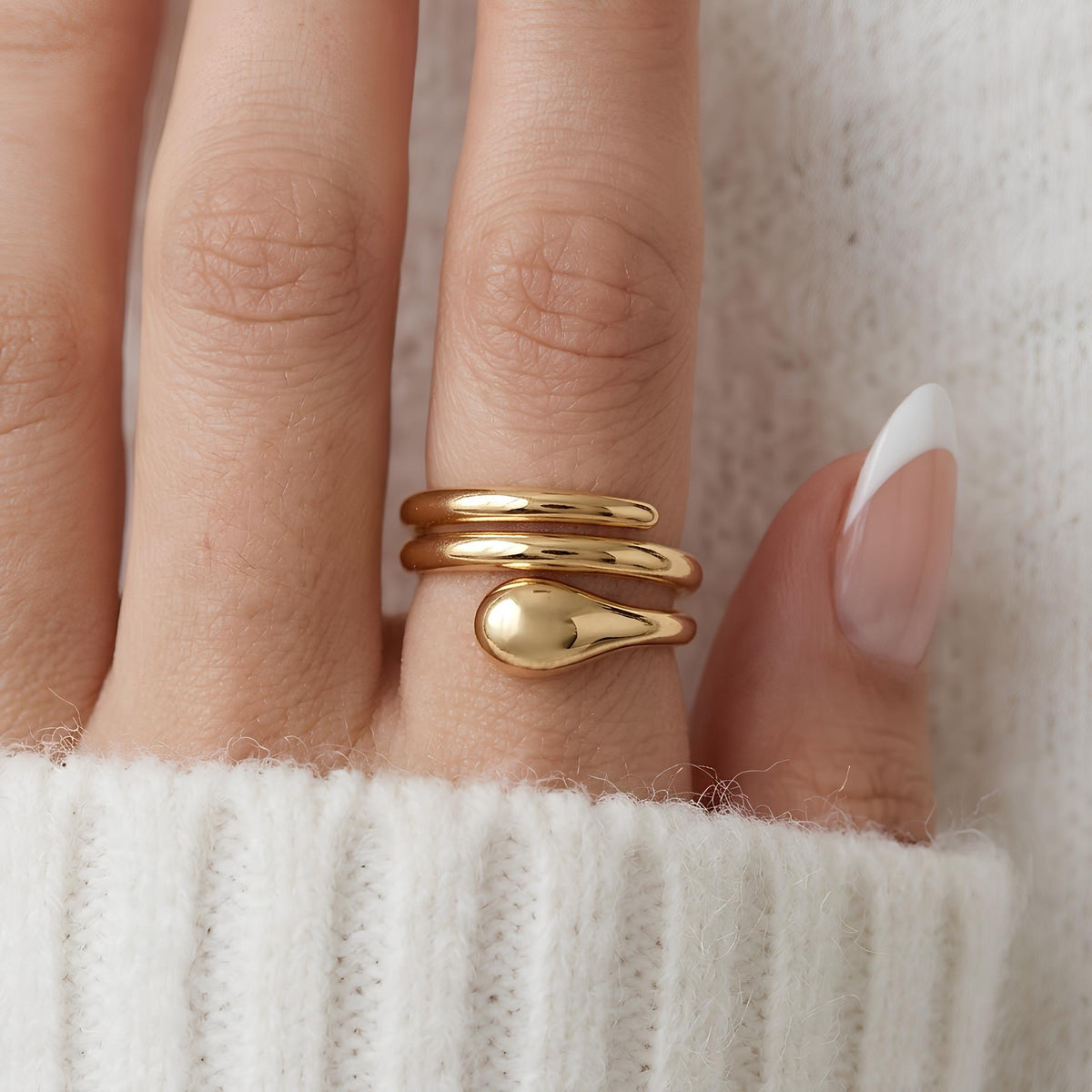 14K / 18K Solid Gold Swirl Wrap Ring