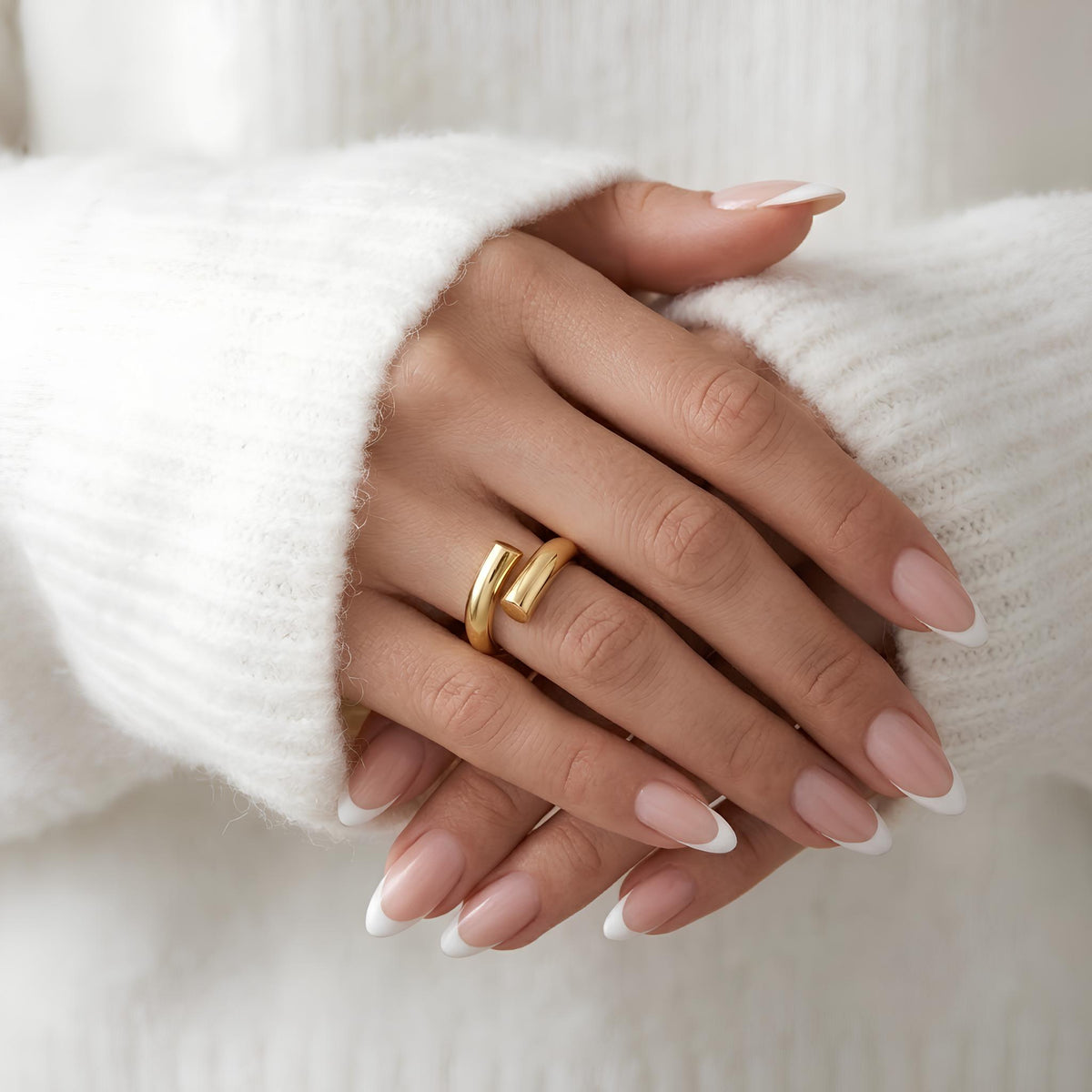 14K / 18K Solid Gold Bypass Wrap Ring