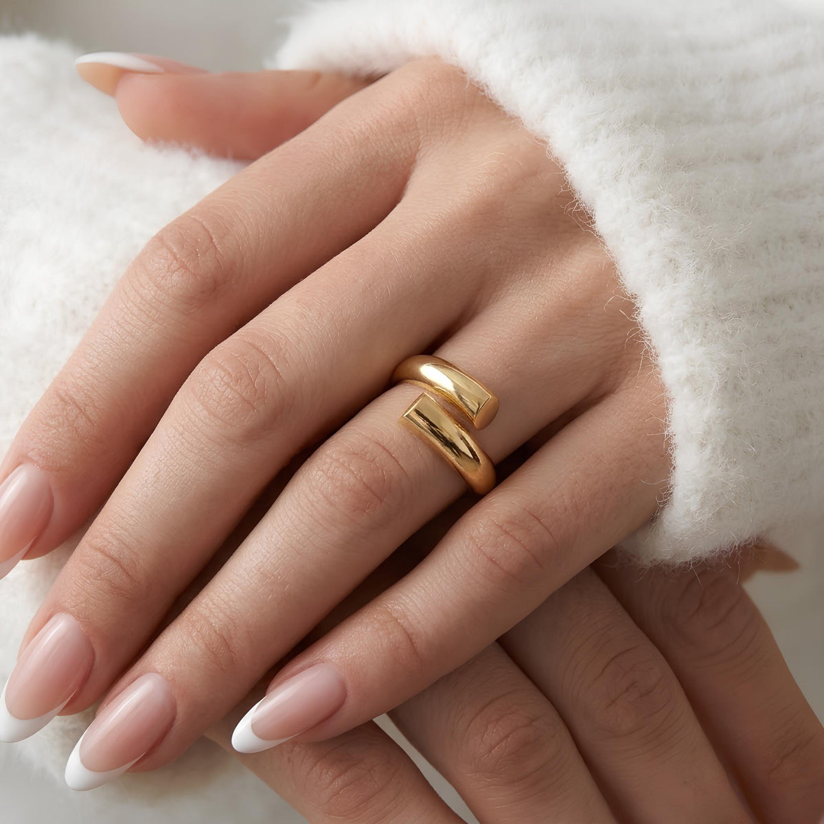 14K / 18K Solid Gold Bypass Wrap Ring