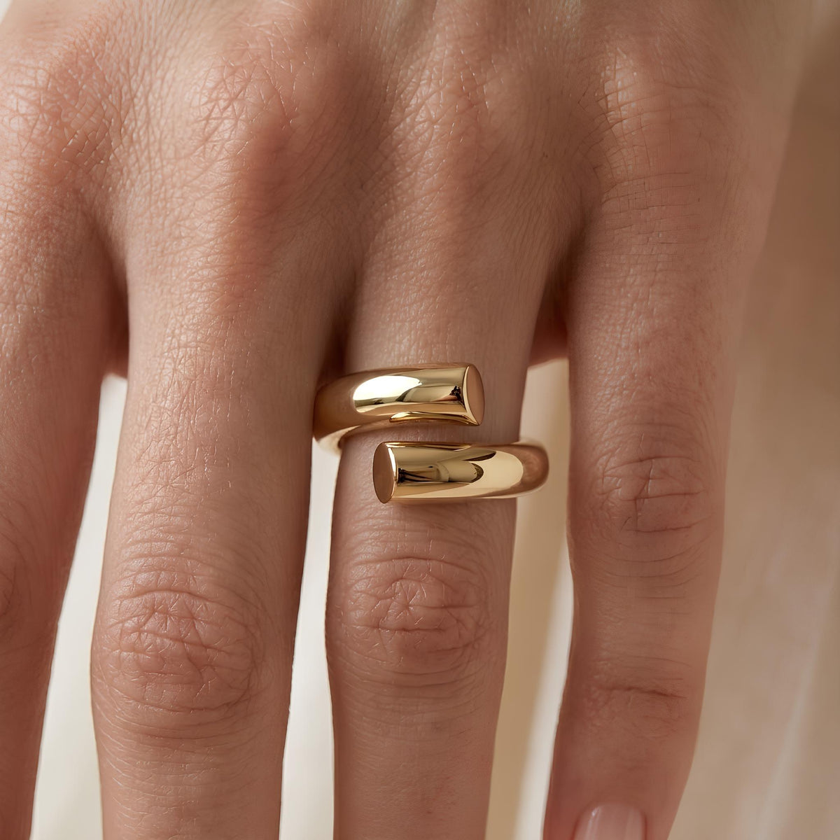 14K / 18K Solid Gold Bypass Wrap Ring