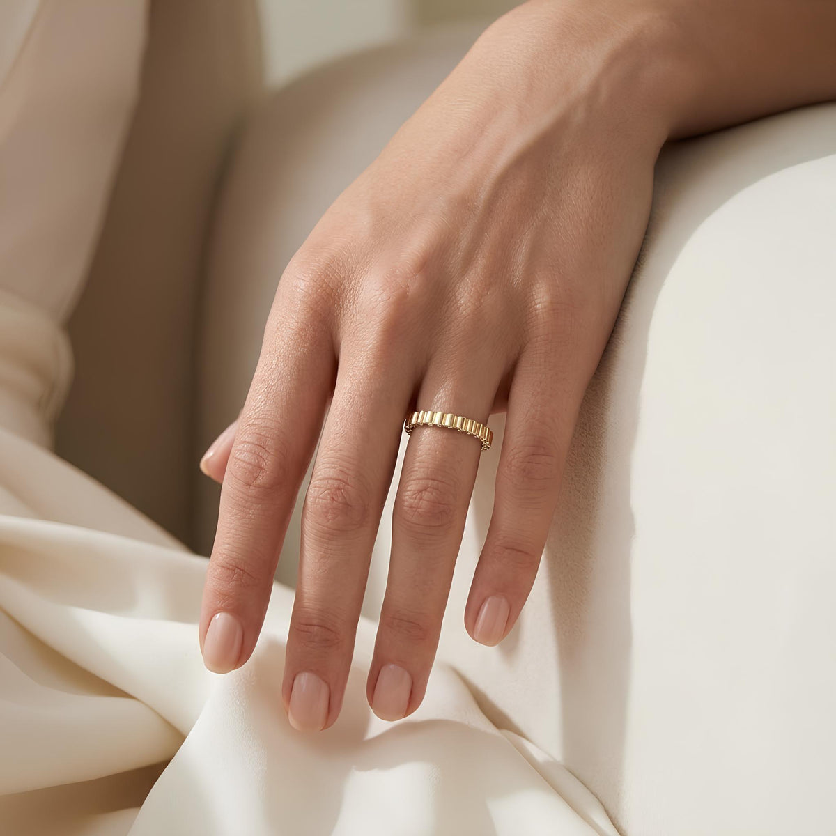 14K / 18K Solid Gold Zircon Eternity Ring