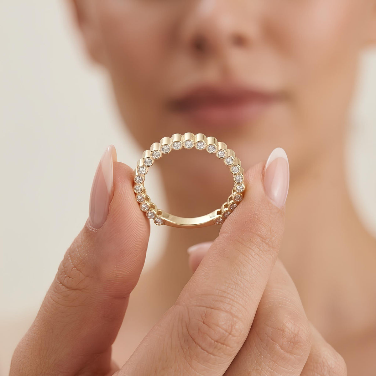 14K / 18K Solid Gold Zircon Eternity Ring