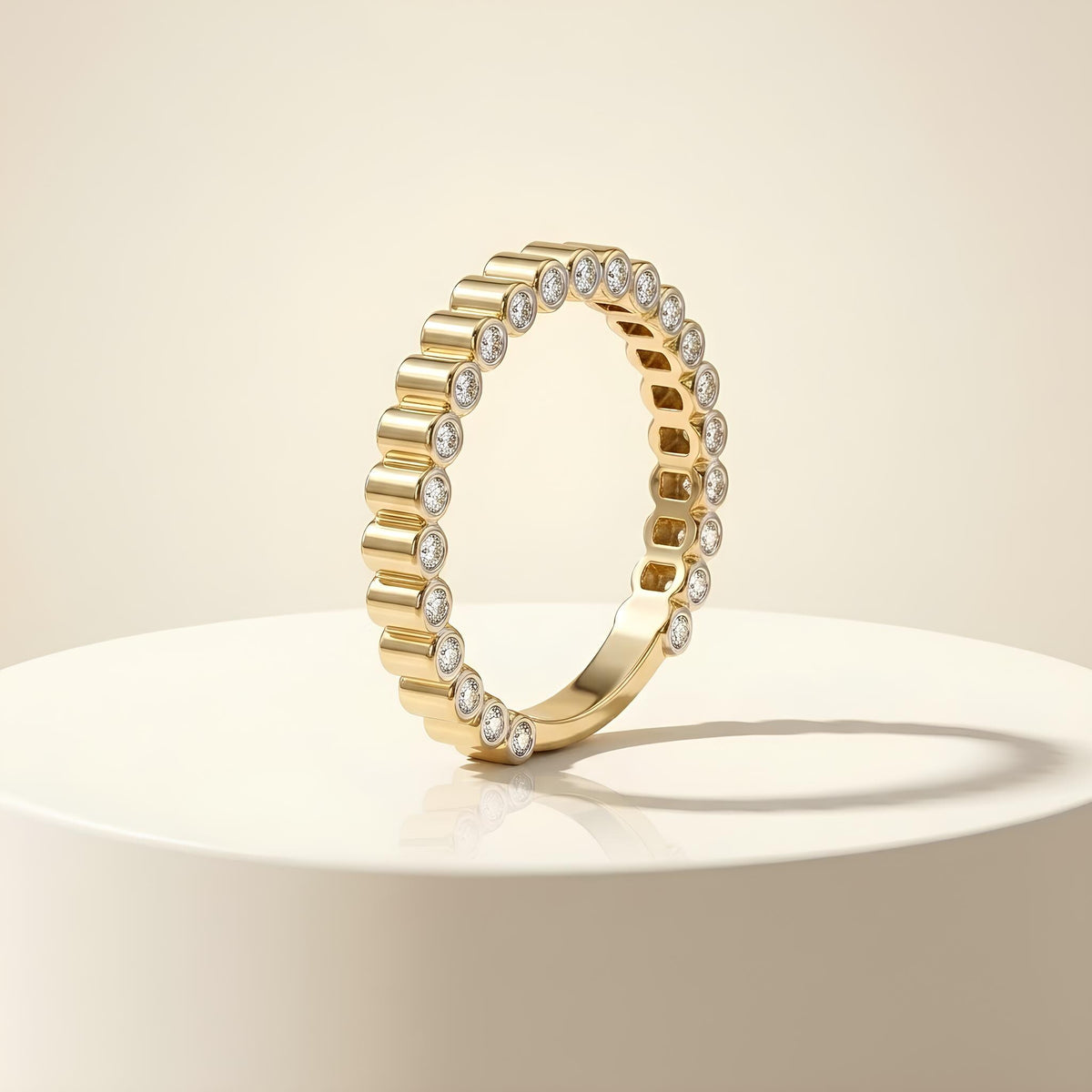 14K / 18K Solid Gold Zircon Eternity Ring