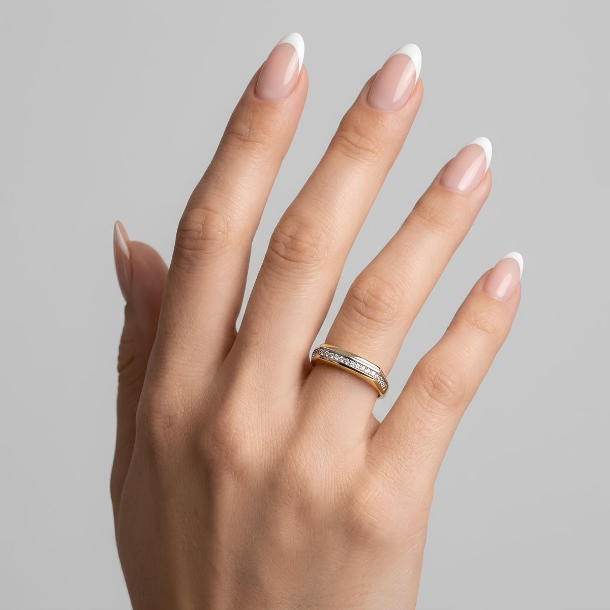 14K / 18K Solid Gold Pave Signet Ring