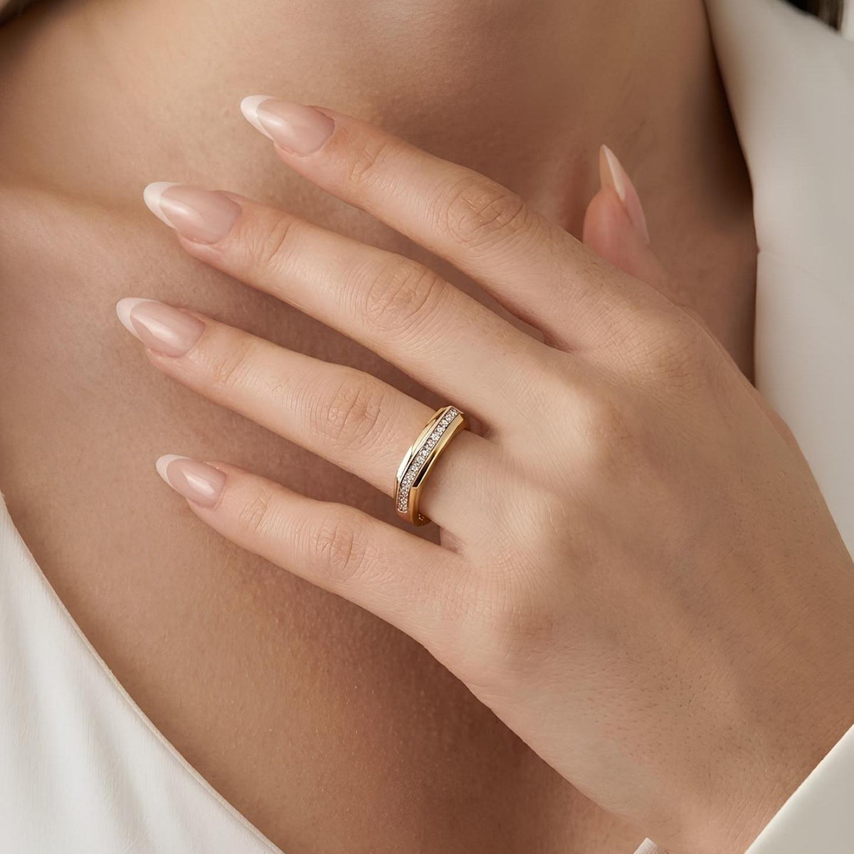14K / 18K Solid Gold Pave Signet Ring