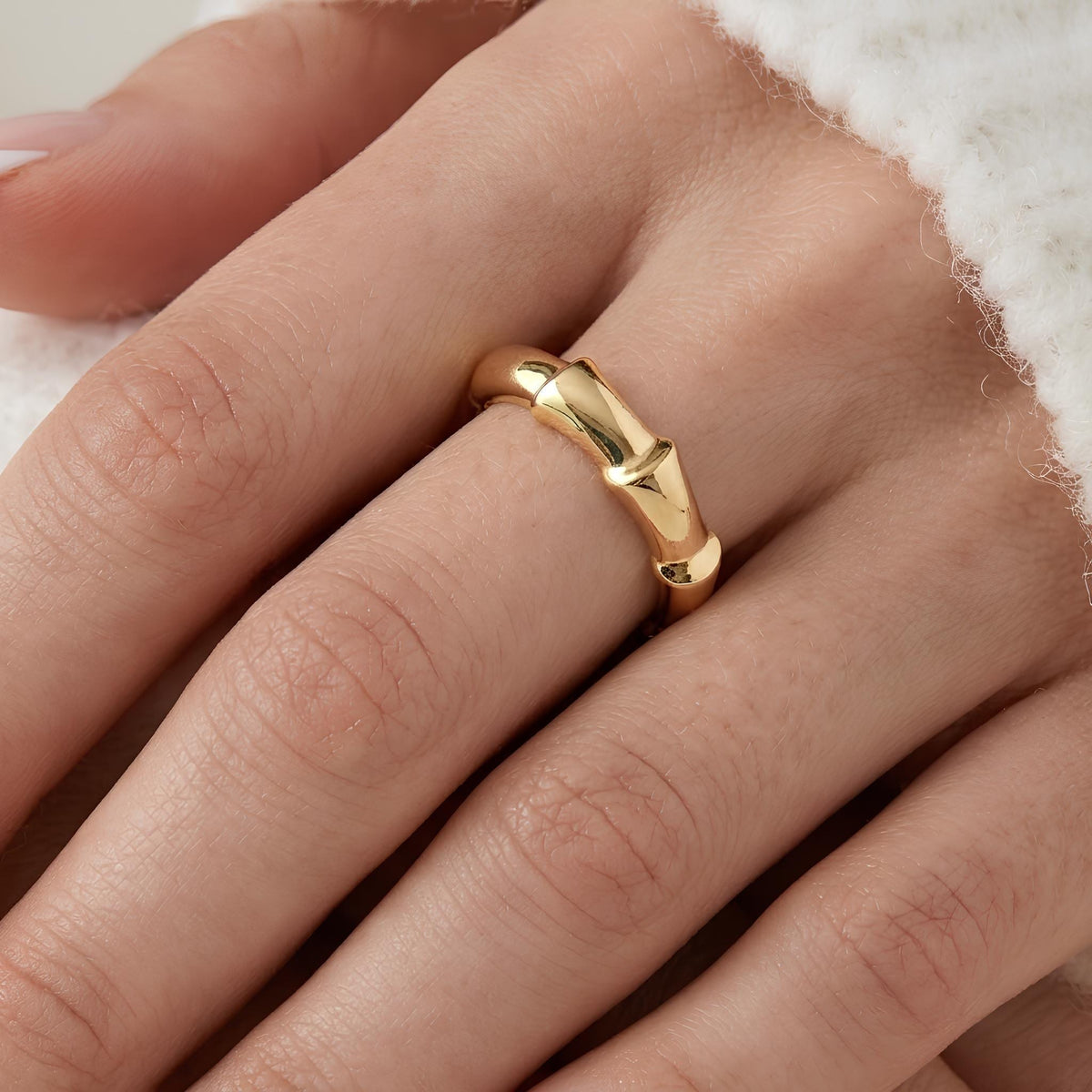 14K / 18K Solid Gold Bamboo Ring