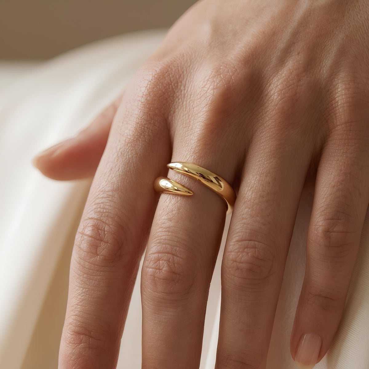 14K / 18K Solid Gold Open Wrap Ring