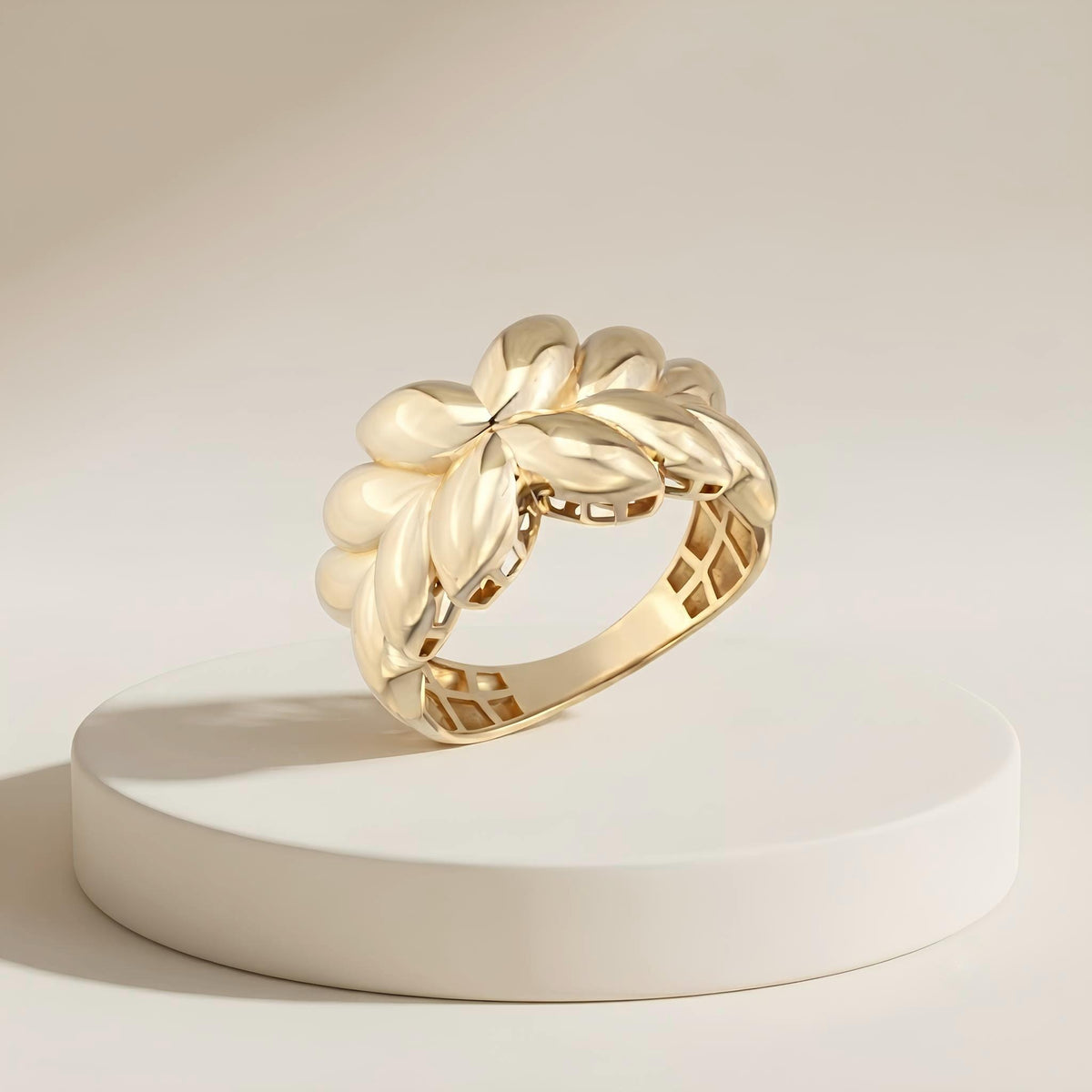 14K / 18K Solid Gold Leaf Ring