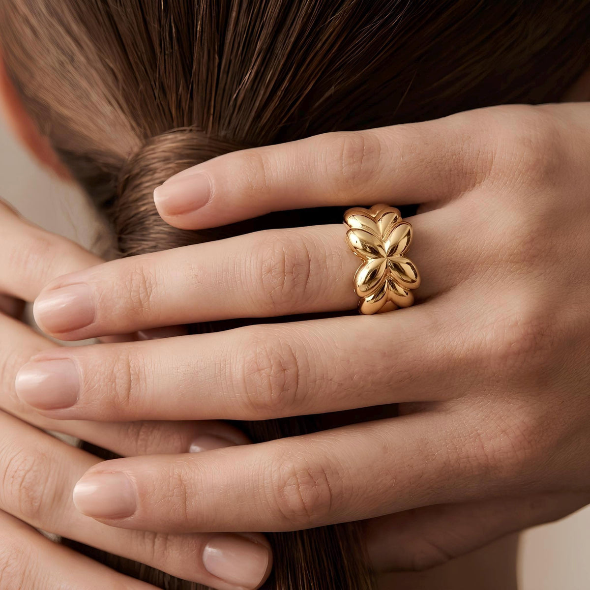 14K / 18K Solid Gold Leaf Ring
