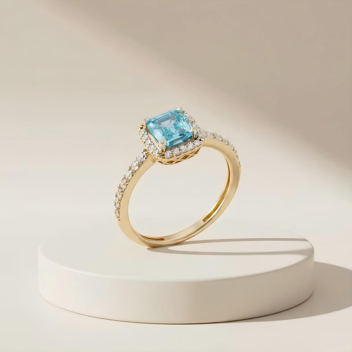 14K / 18K Solid Gold Blue Topaz Ring