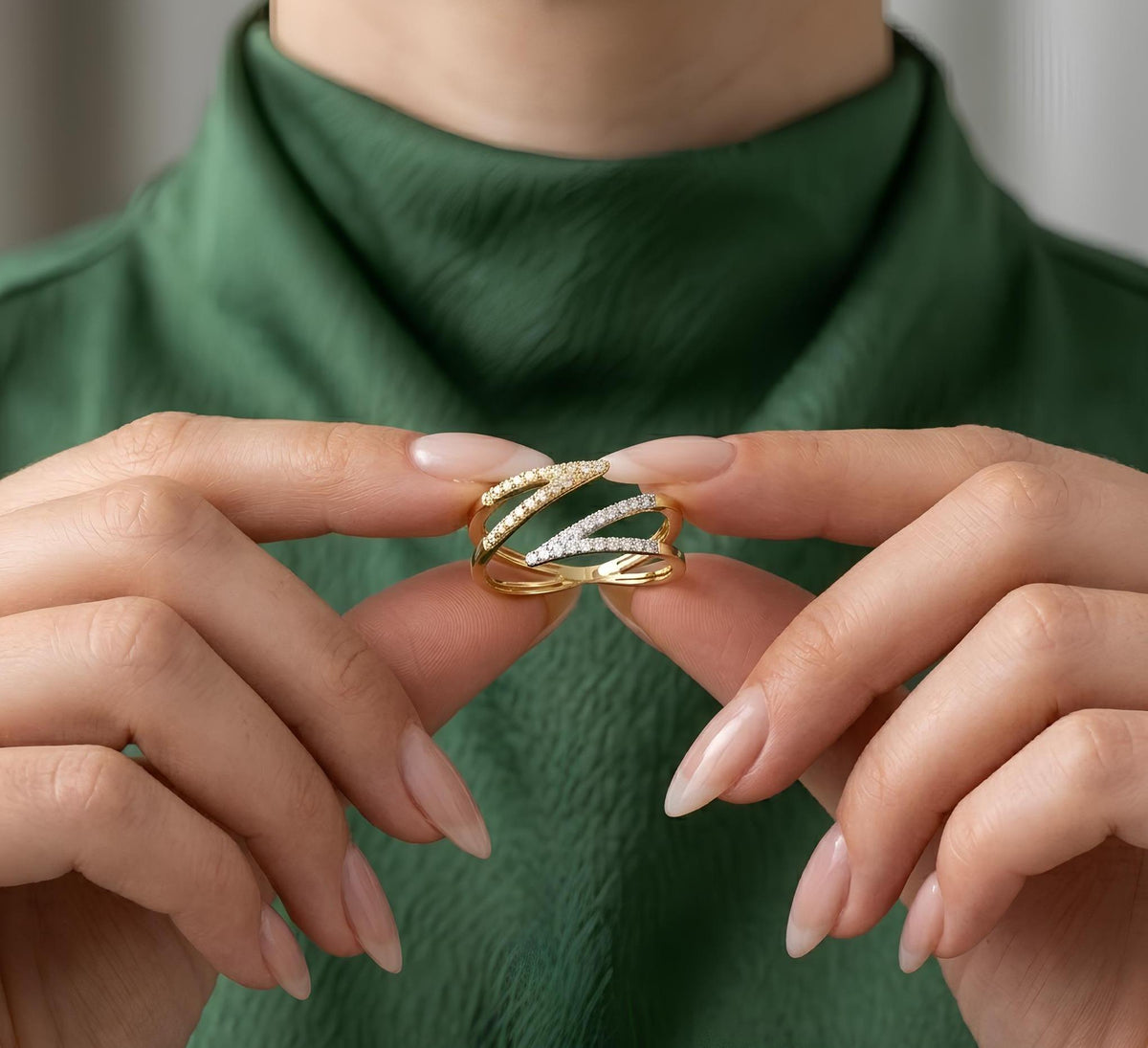 14K / 18K Solid Gold Chevron Ring