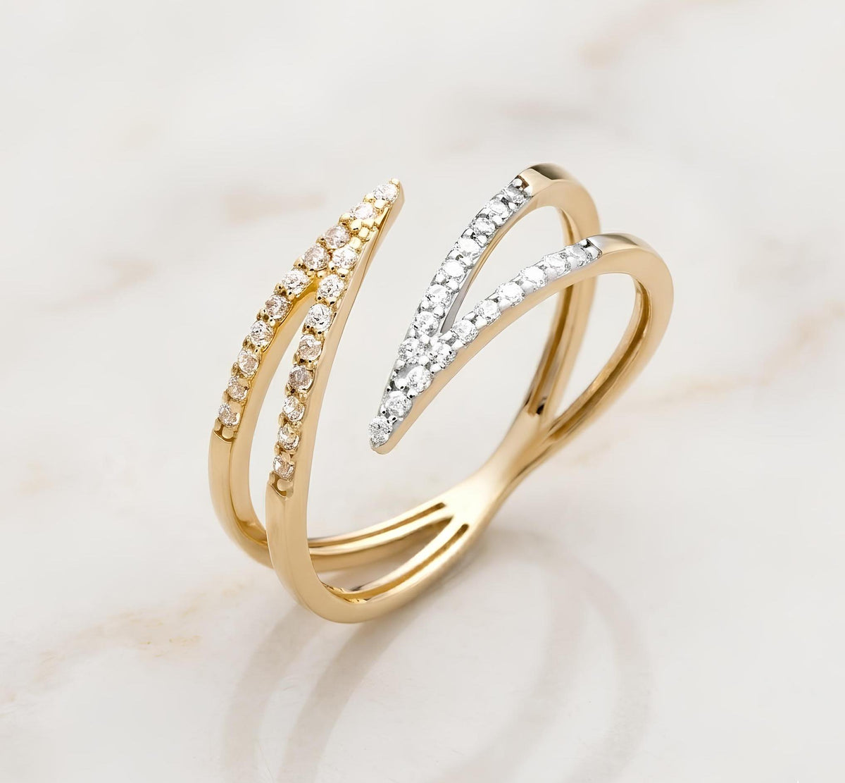 14K / 18K Solid Gold Chevron Ring