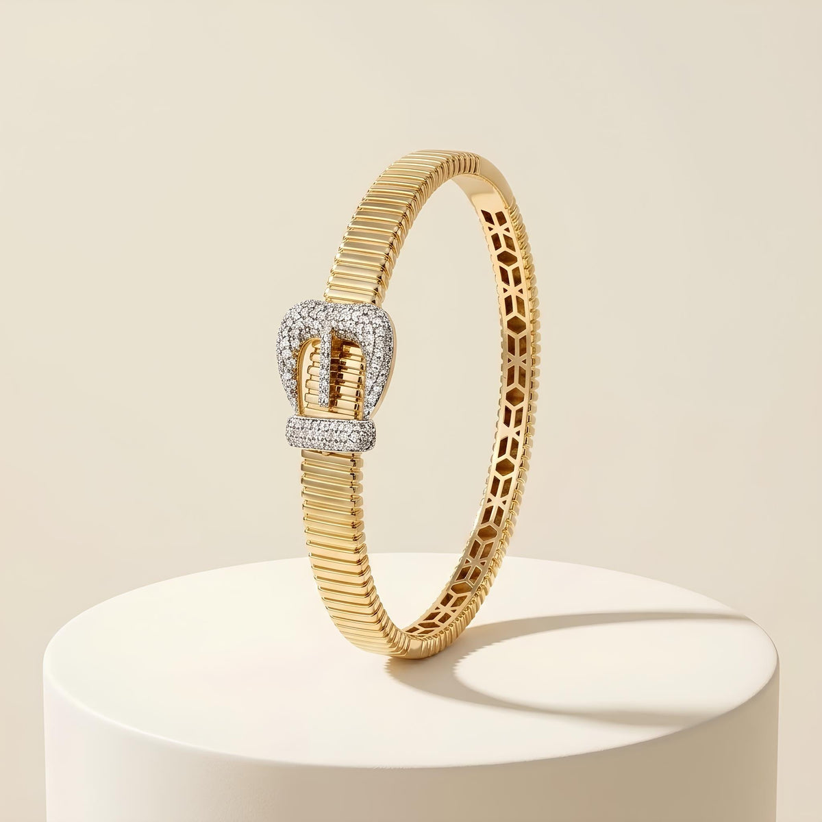 14K / 18K Solid Gold Buckle Bangle