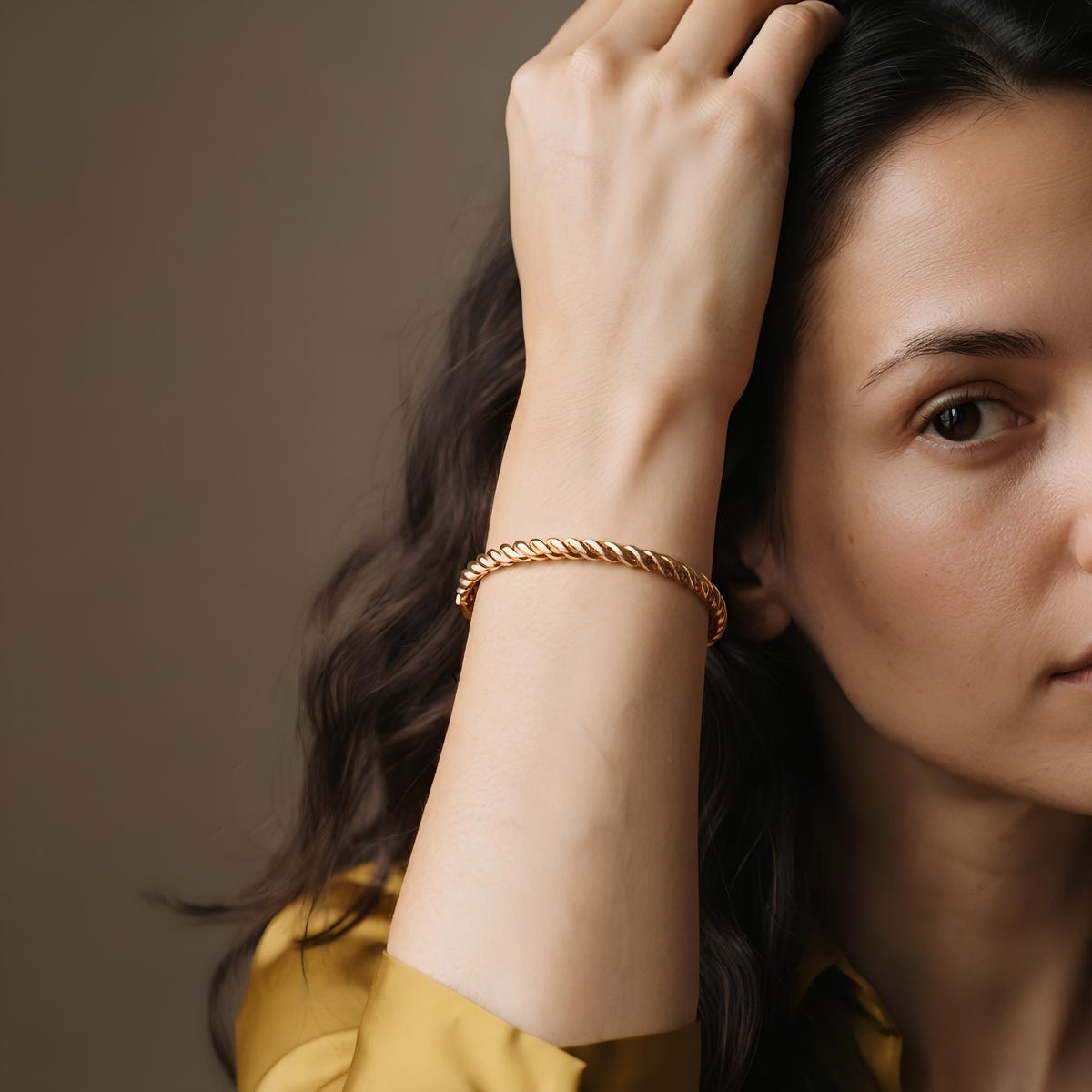 14K / 18K Solid Gold Rope Bangle