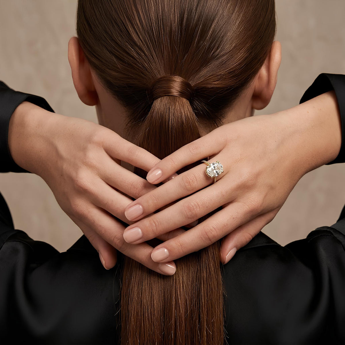 14K / 18K Solid Gold Oval Zircon Ring