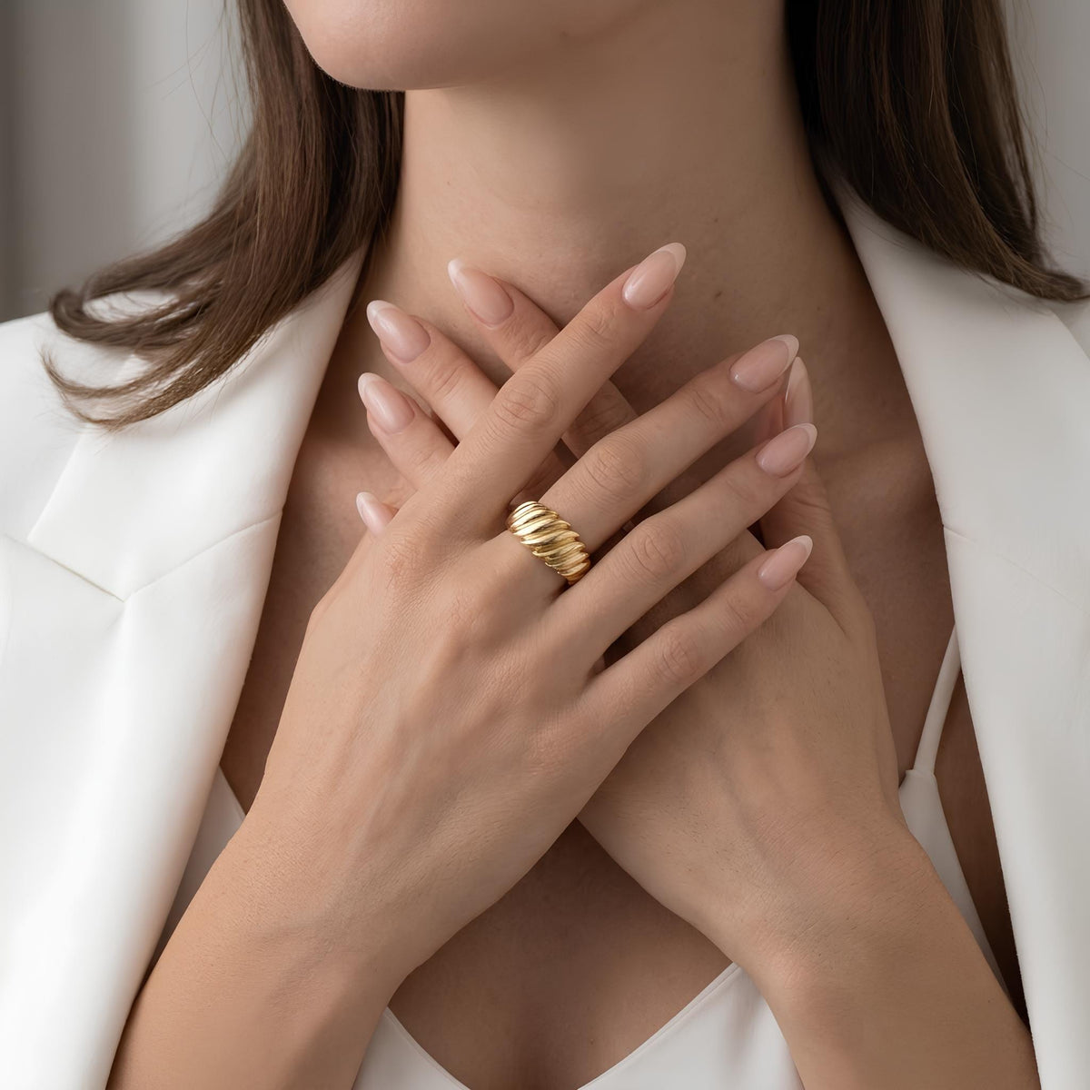 14K / 18K Solid Gold Croissant Ring