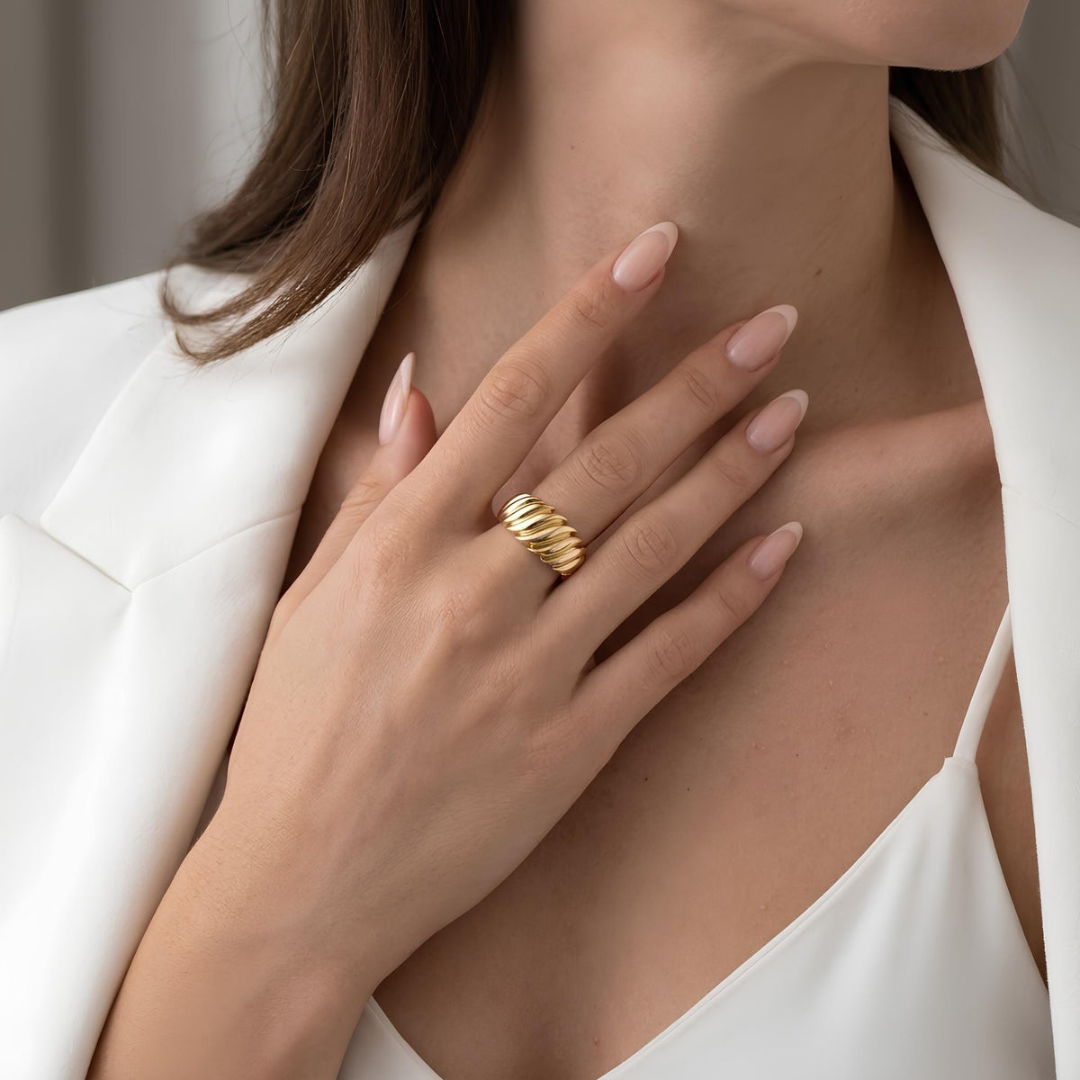 14K / 18K Solid Gold Croissant Ring