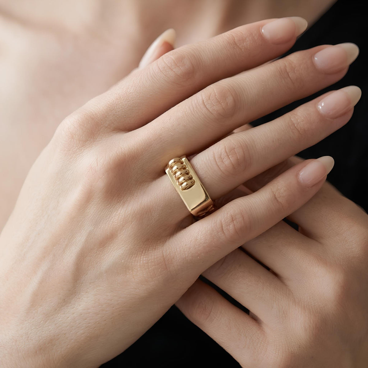 14K / 18K Solid Gold Rectangle Signet Ring