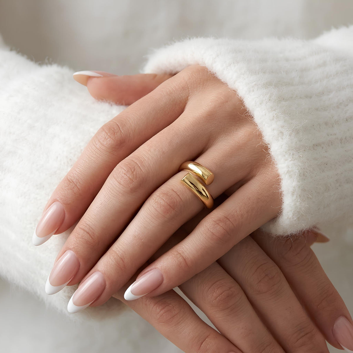 14K / 18K Solid Gold Bypass Wrap Ring
