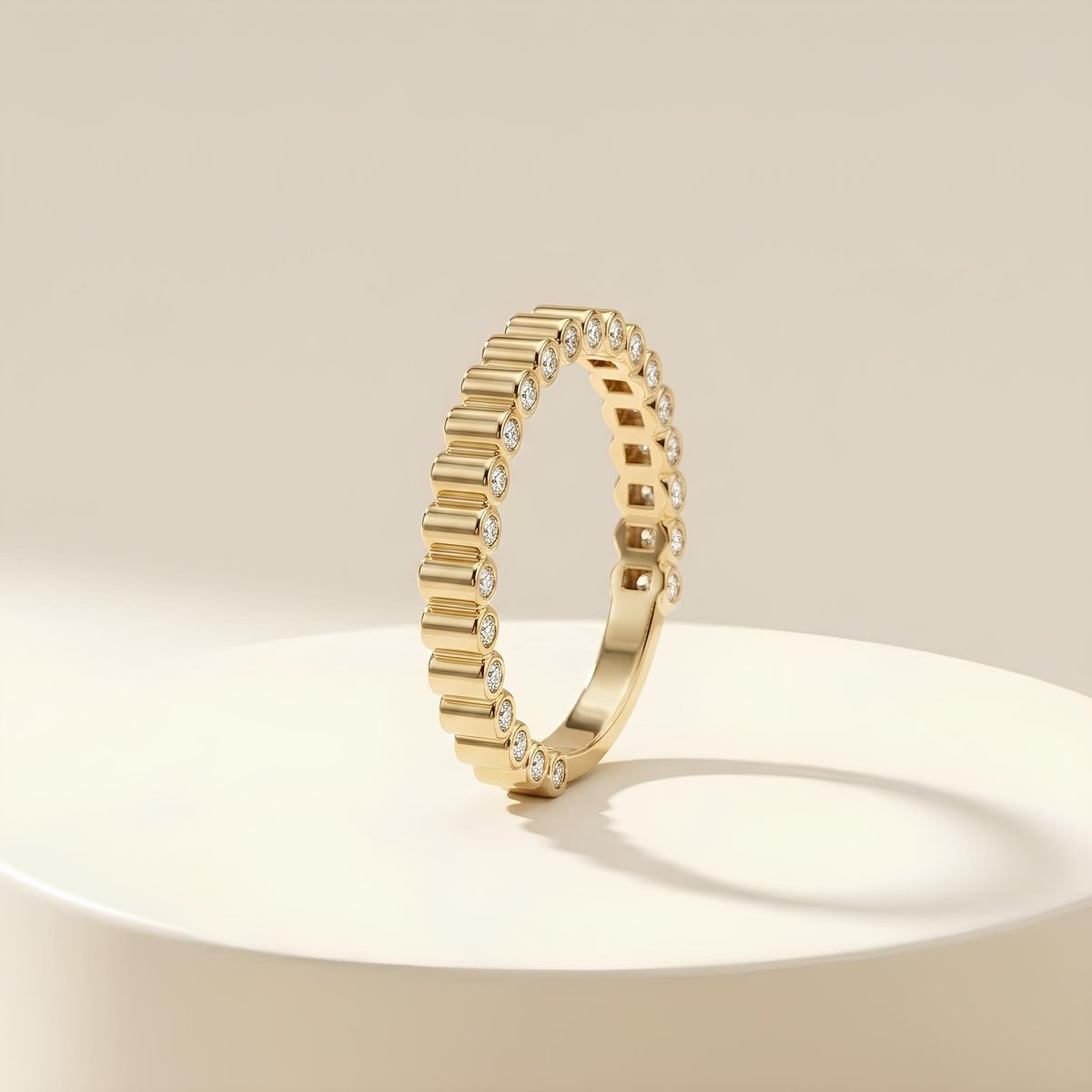 14K / 18K Solid Gold Zircon Eternity Ring