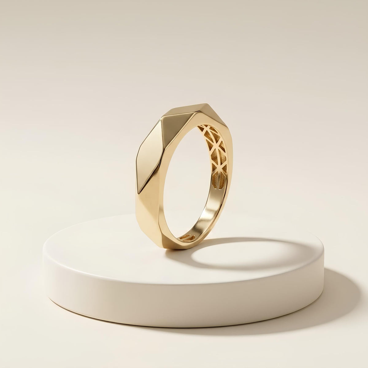 14K / 18K Solid Gold Faceted Ring