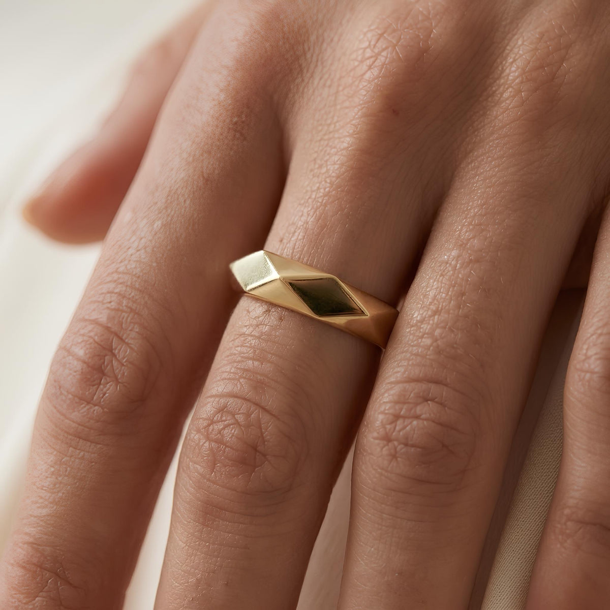 14K / 18K Solid Gold Faceted Ring