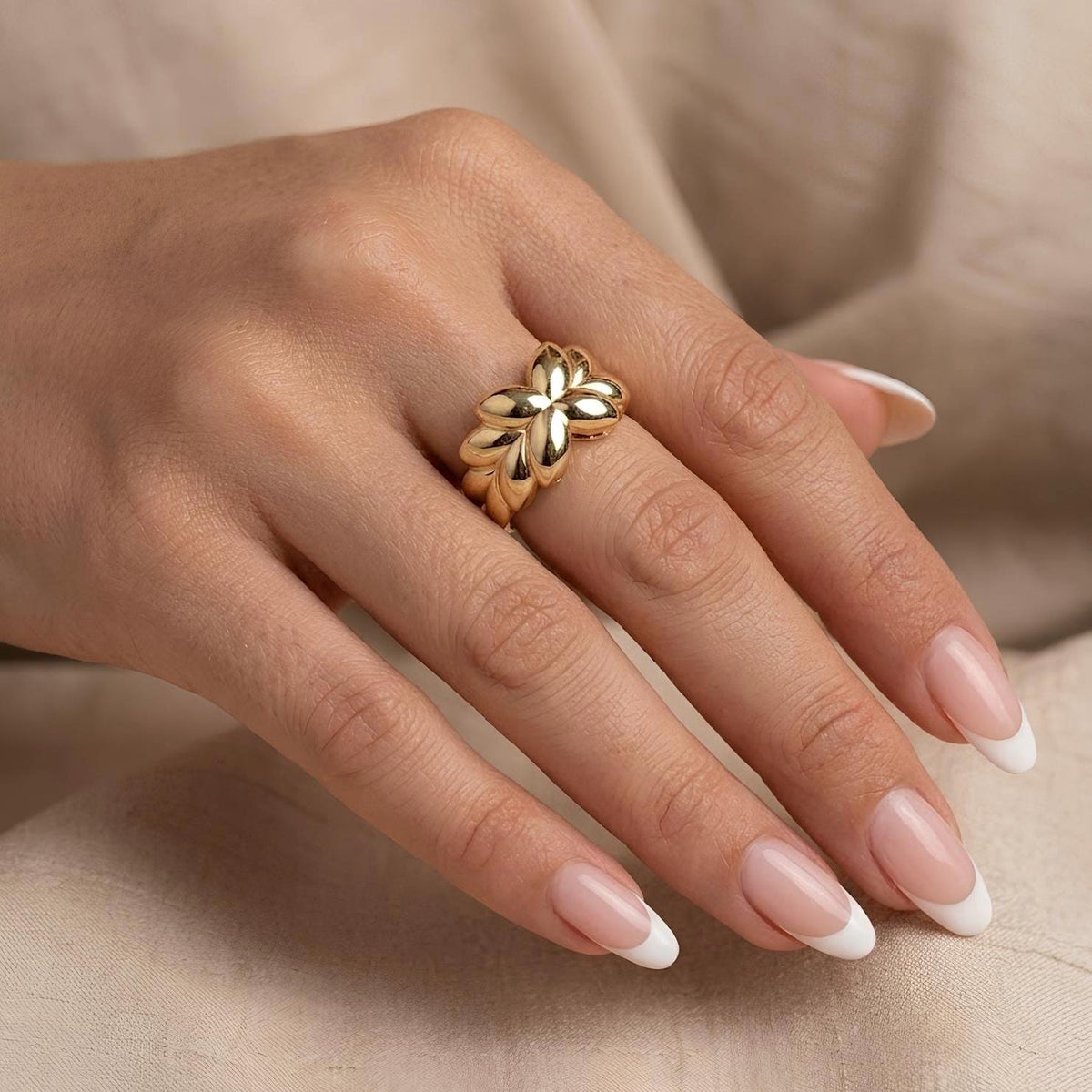 14K / 18K Solid Gold Leaf Ring