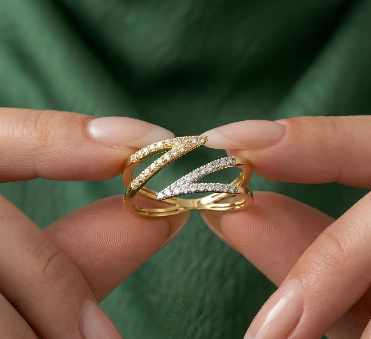 14K / 18K Solid Gold Chevron Ring