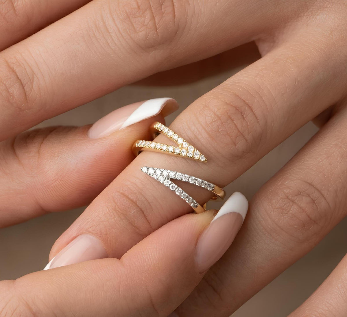 14K / 18K Solid Gold Chevron Ring