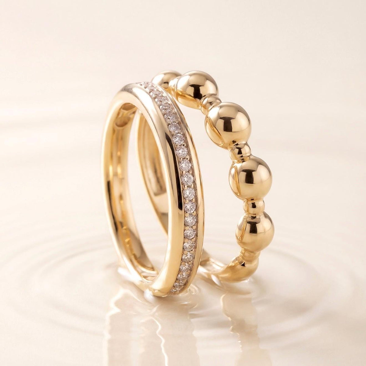 14K / 18K Solid Gold Zircon Wedding Band