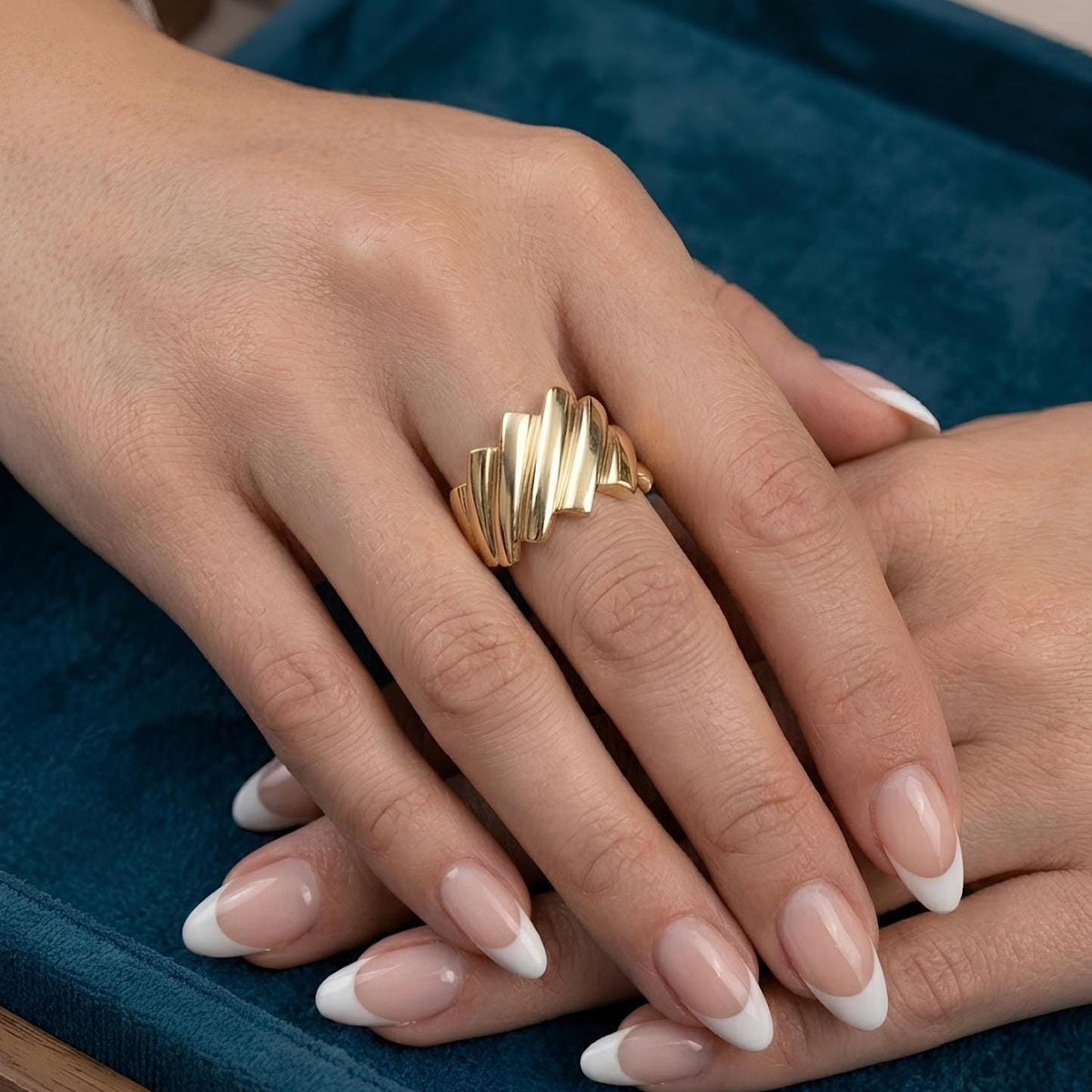 14K / 18K Solid Gold Sculptural Dome Ring