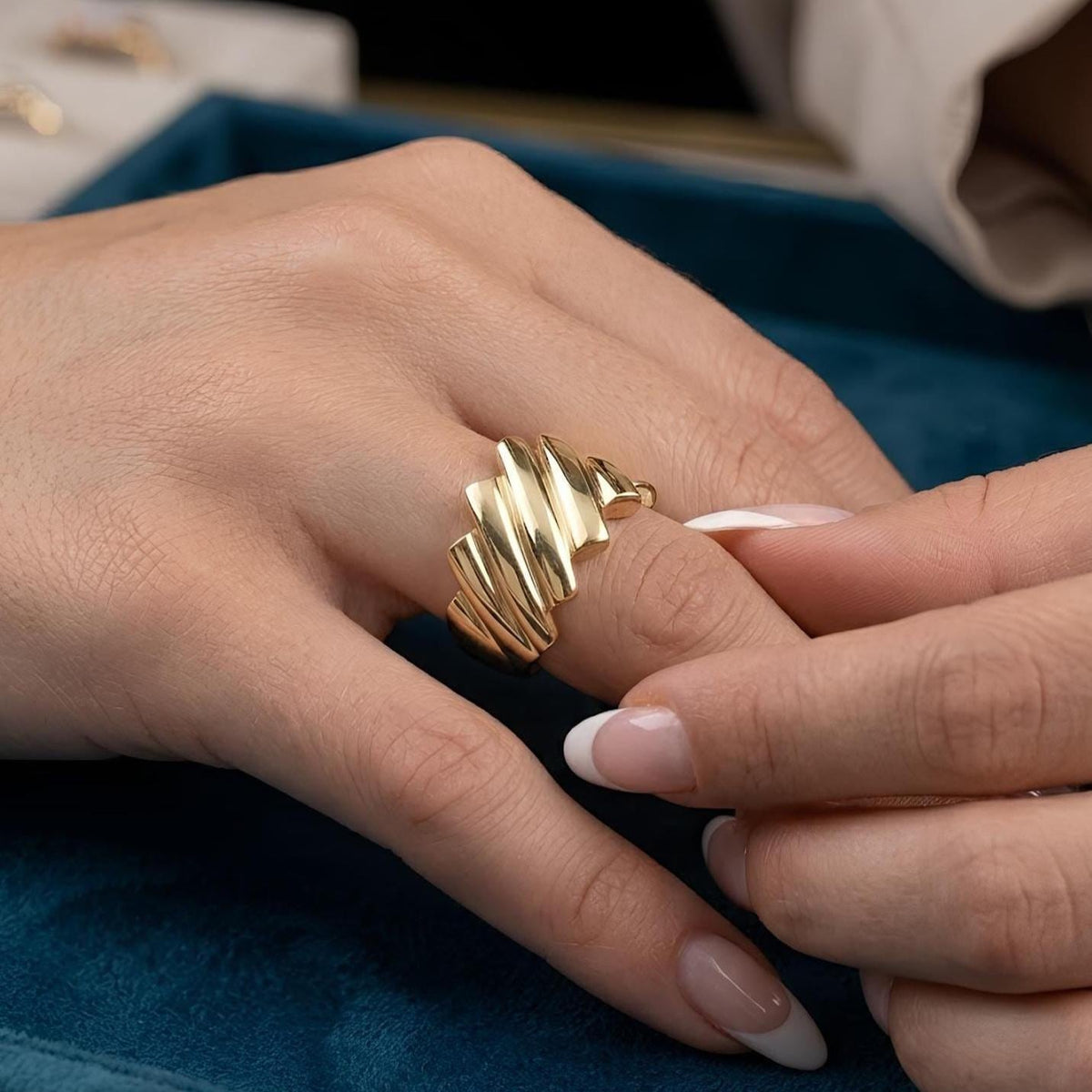 14K / 18K Solid Gold Sculptural Dome Ring