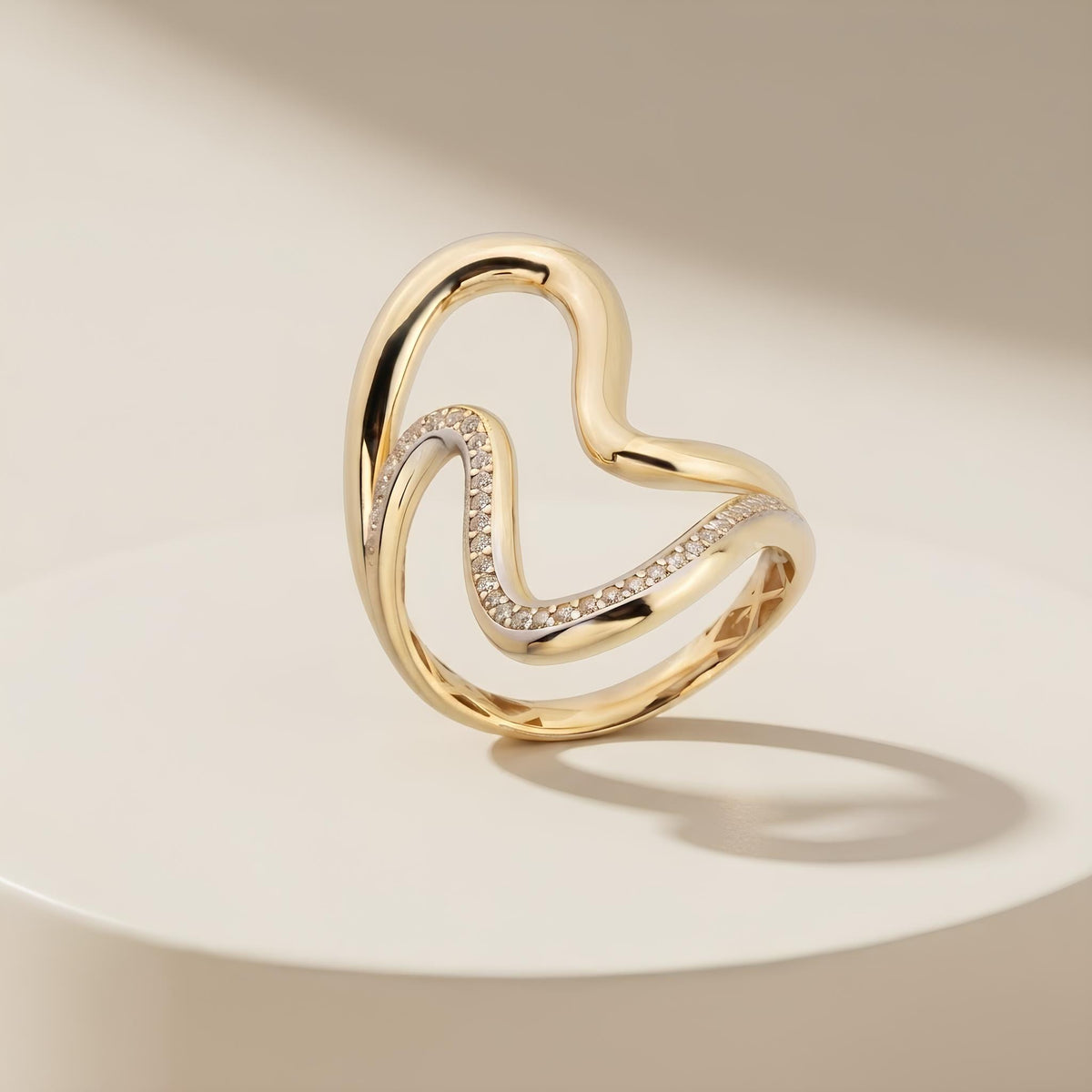 14K / 18K Solid Gold Abstract Zircon Ring