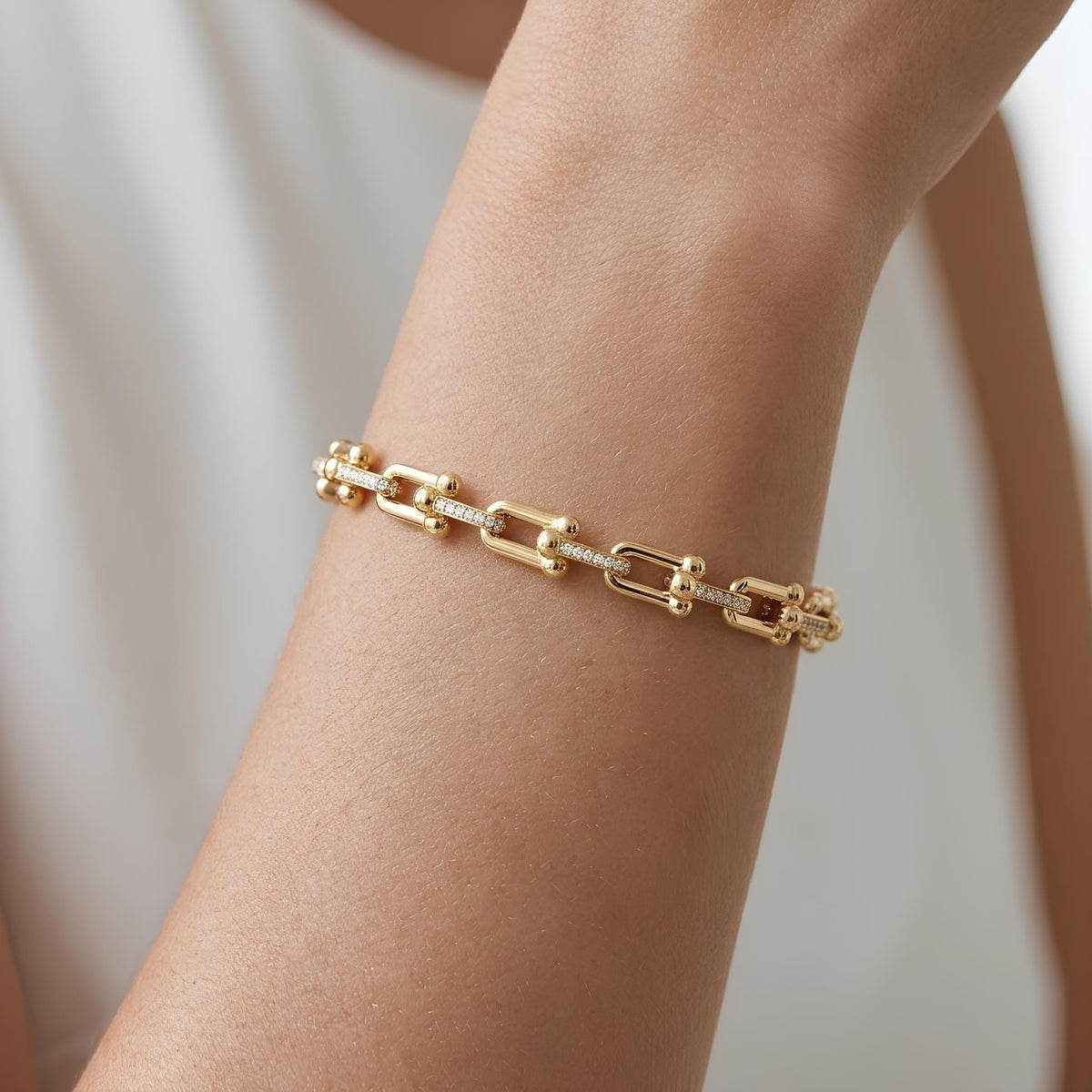 14K / 18K Solid Gold Paperclip Chain Bangle