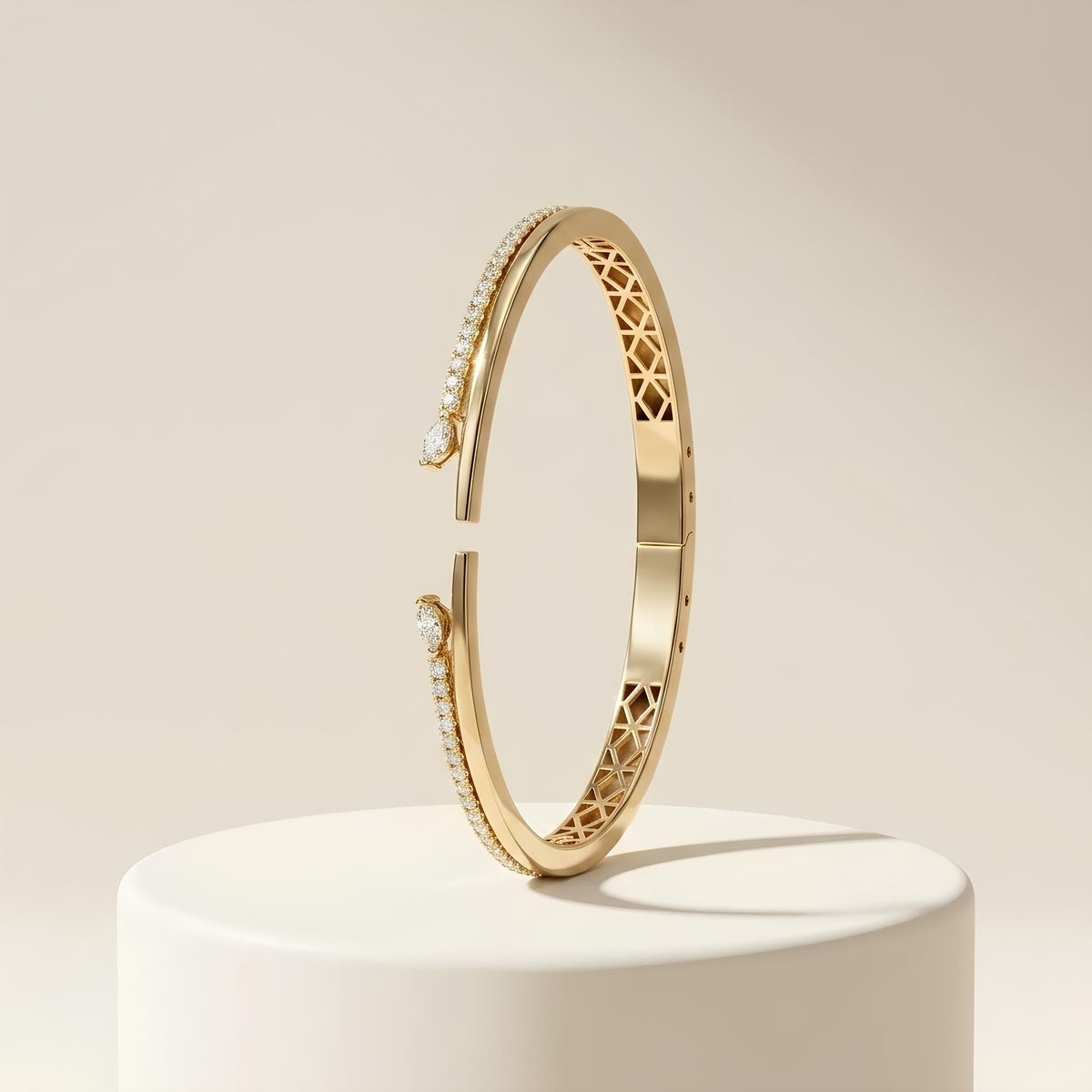 14K / 18K Solid Gold Marquise Zircon Bangle
