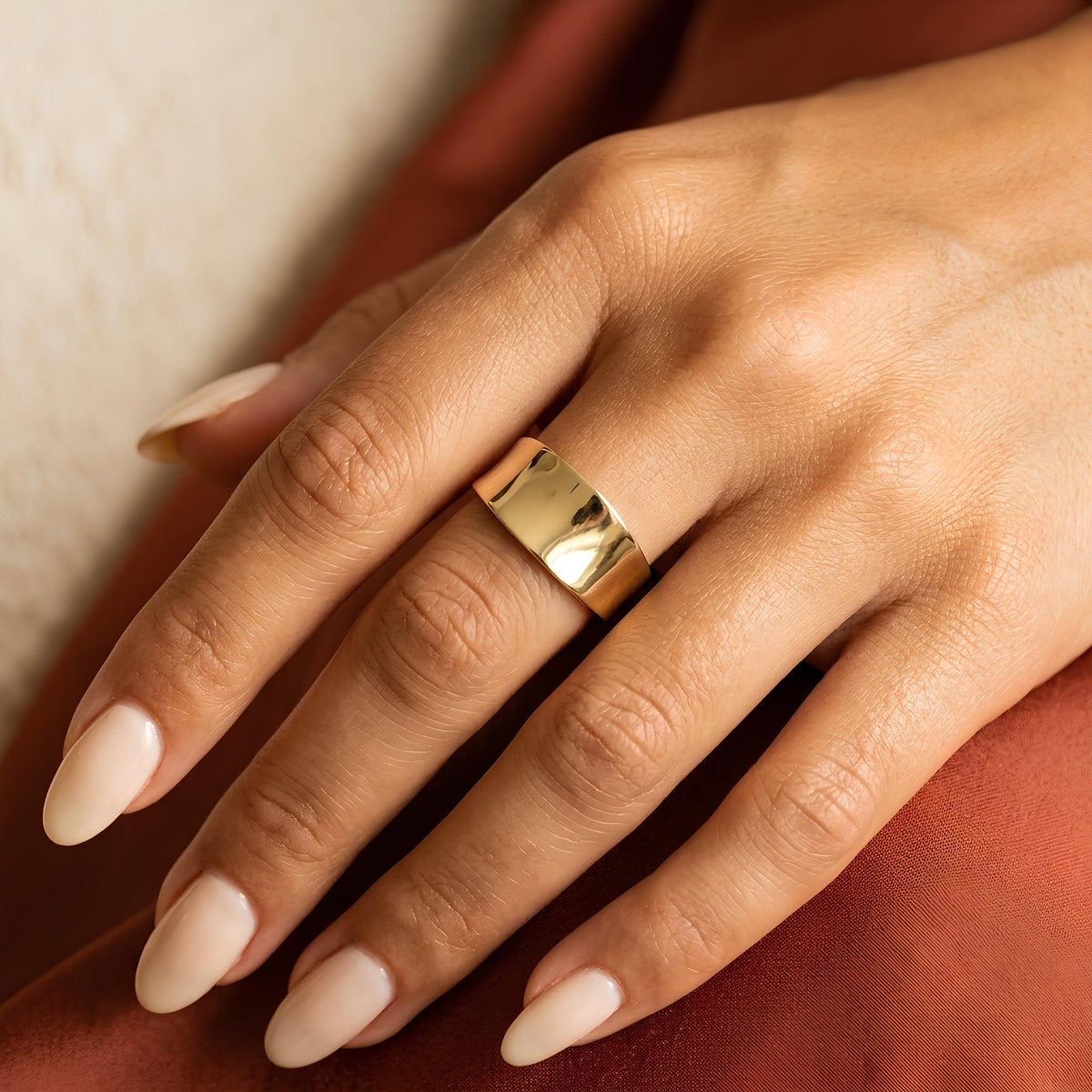 14K / 18K Solid Gold Cigar Band Ring