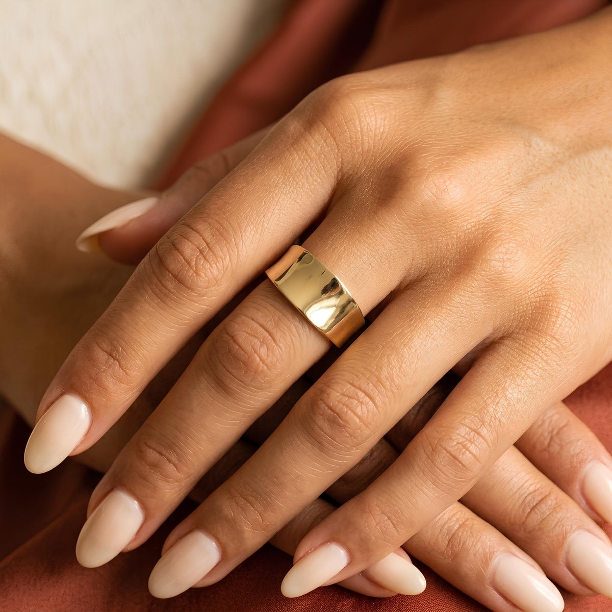 14K / 18K Solid Gold Cigar Band Ring