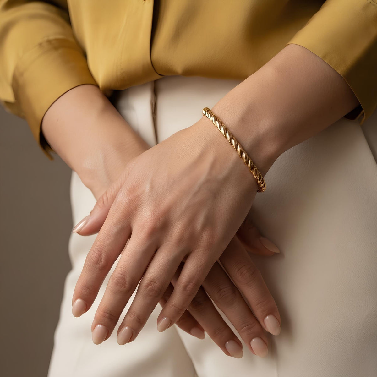 14K / 18K Solid Gold Rope Bangle