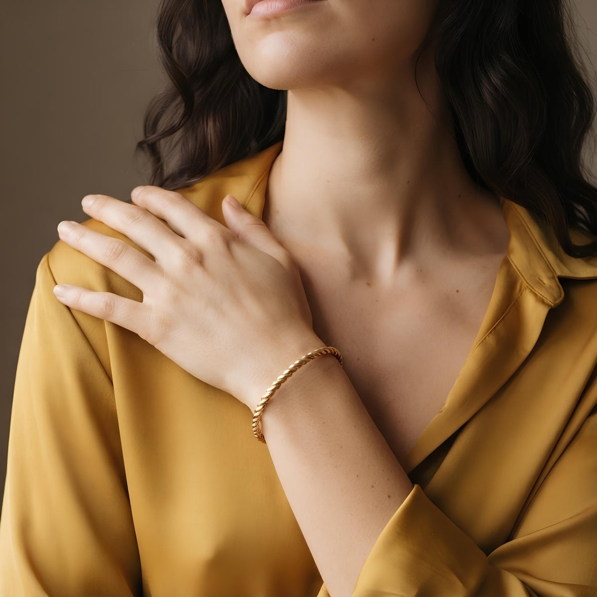 14K / 18K Solid Gold Rope Bangle