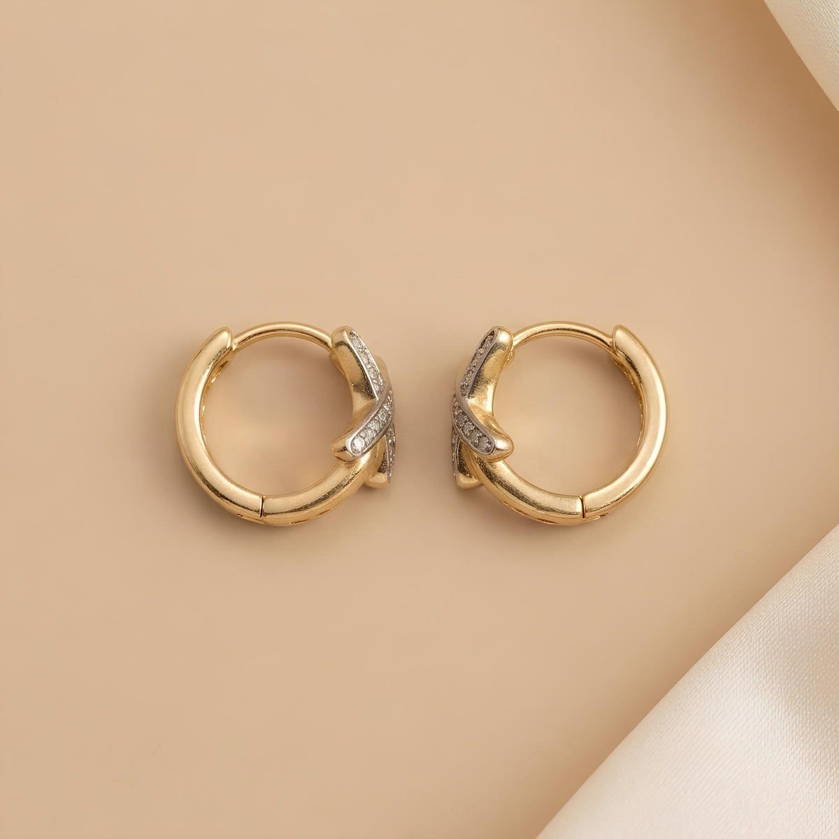 14K / 18K Solid Gold X Huggie Earrings
