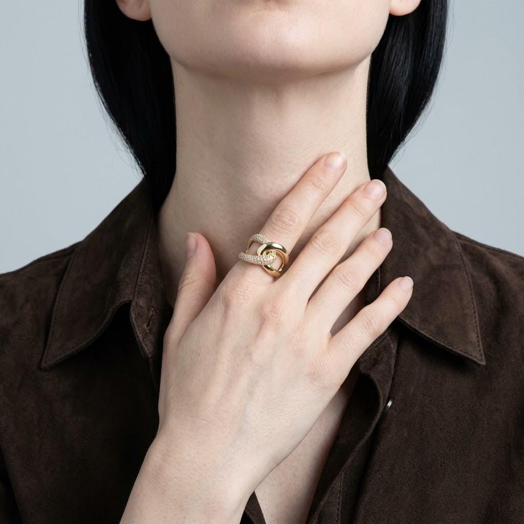 14K / 18K Solid Gold Pave Knot Ring