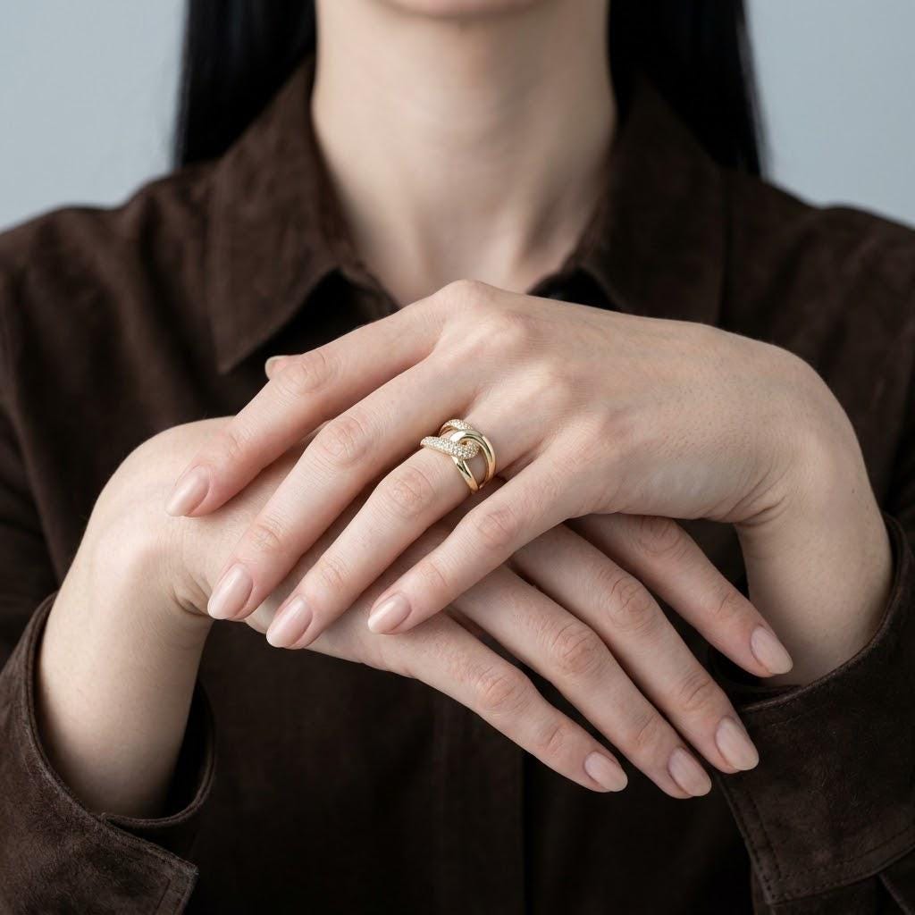 14K / 18K Solid Gold Pave Knot Ring