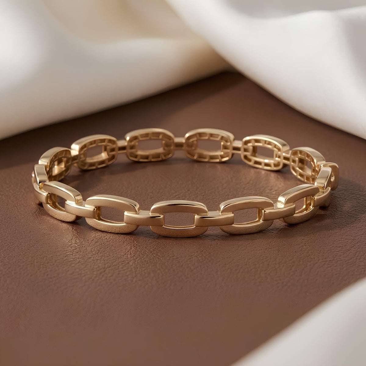 14K / 18K Solid Gold Chain Link Bangle
