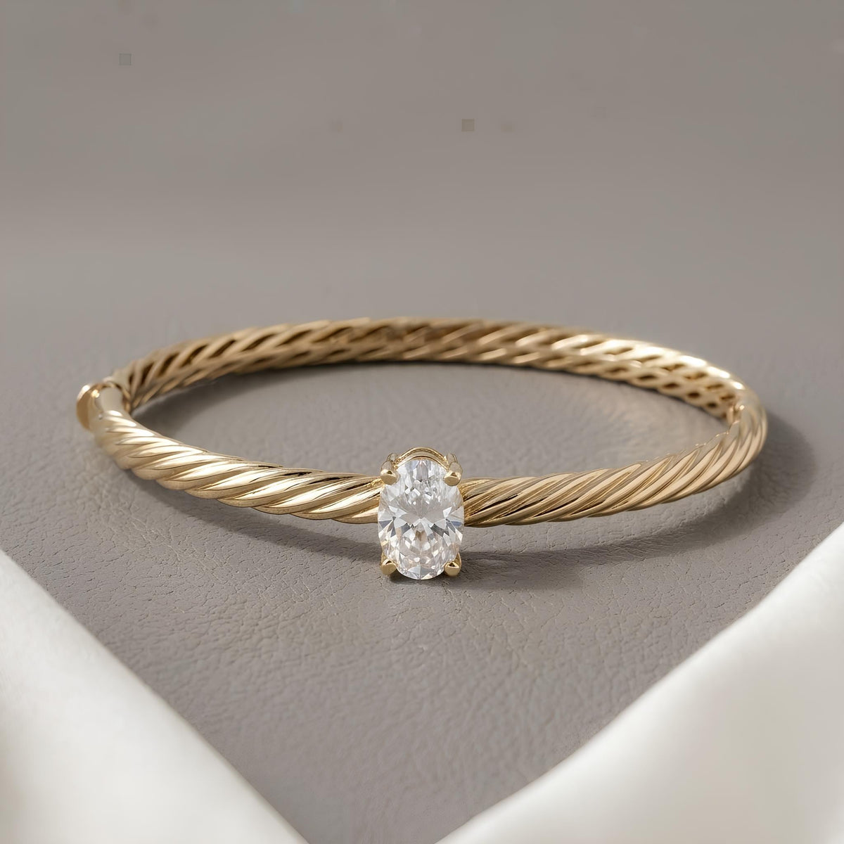 14K / 18K Solid Gold Twisted Cable Bangle