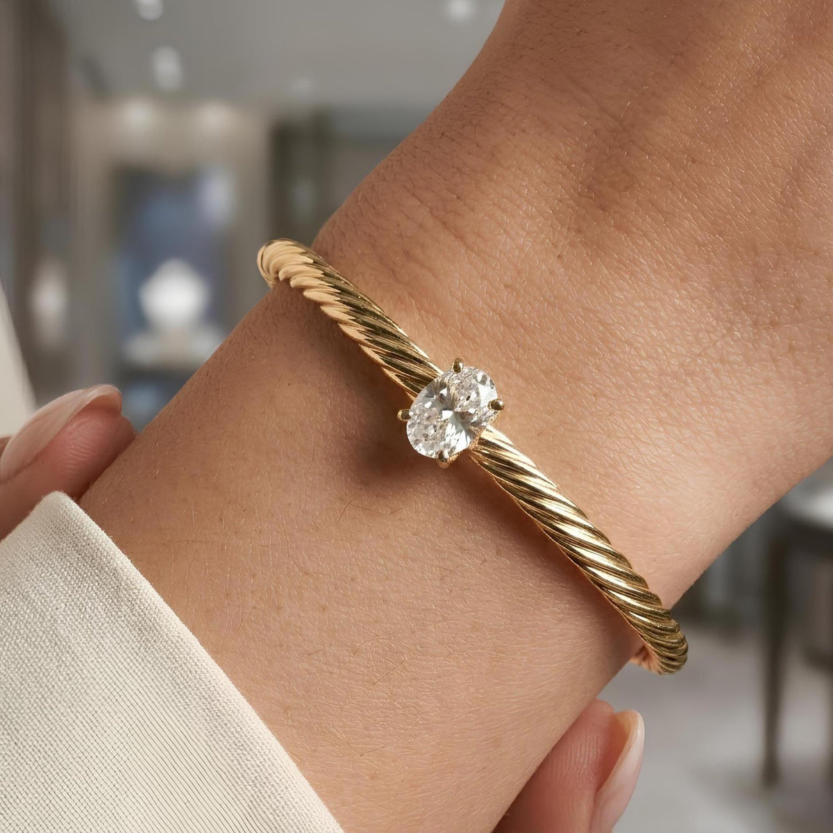 14K / 18K Solid Gold Twisted Cable Bangle