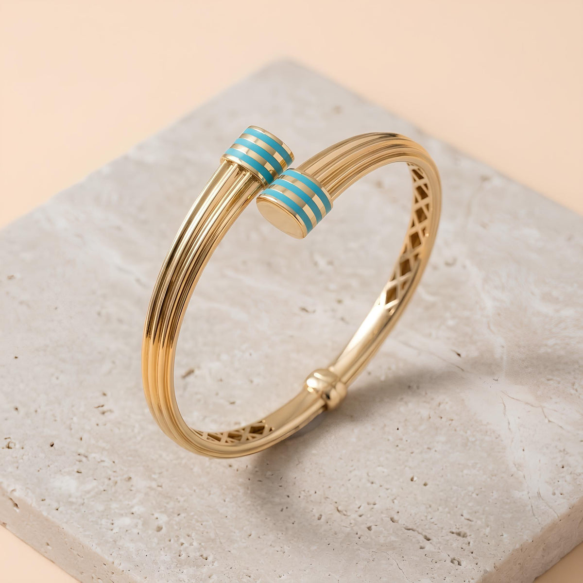 14K / 18K Solid Gold Ottoman-Inspired Enamel Bangle