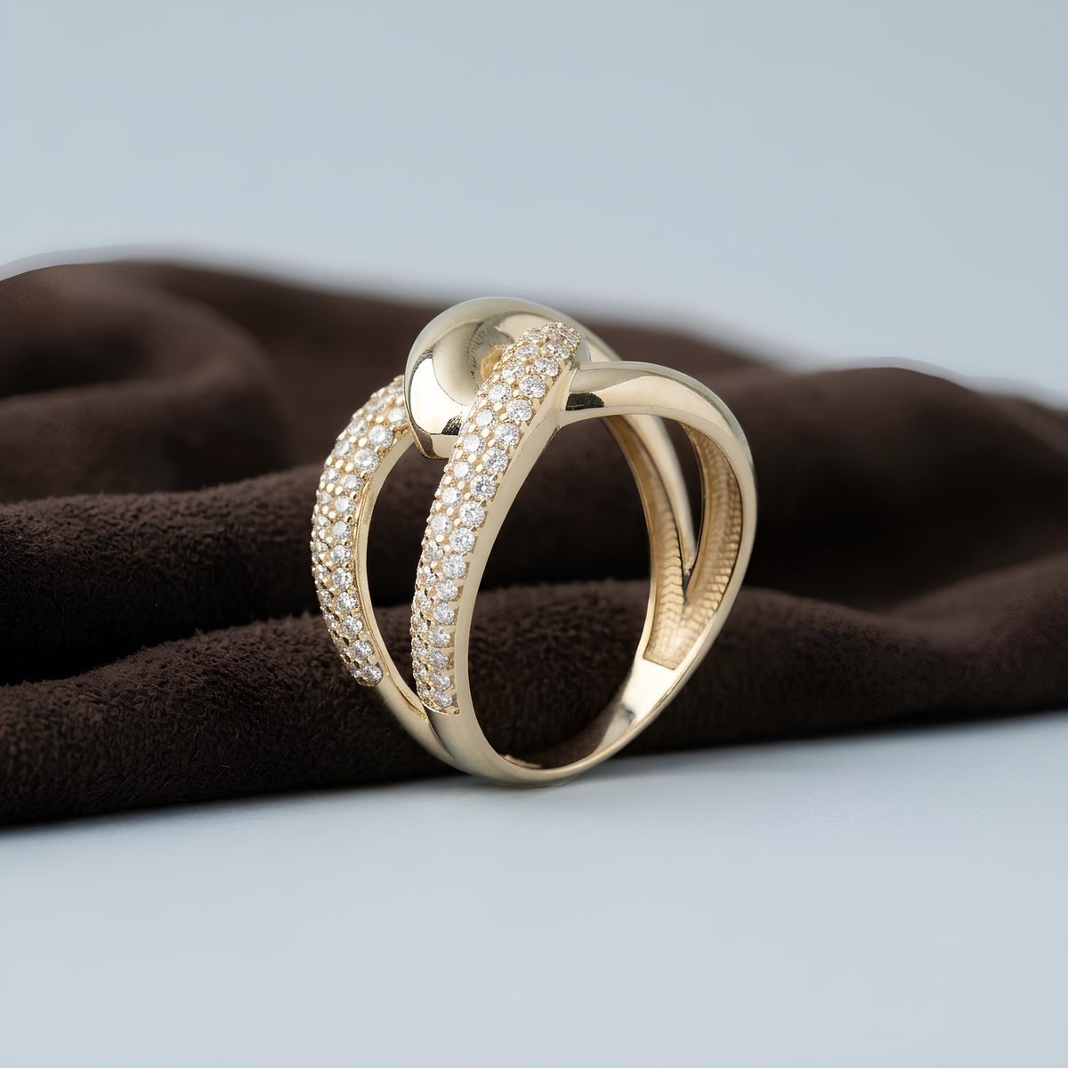 14K / 18K Solid Gold Pave Knot Ring